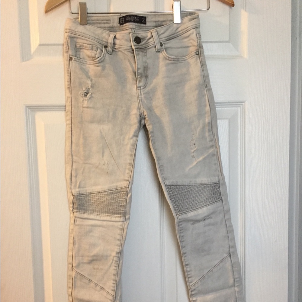 Zara light gray washed ribbed jeans